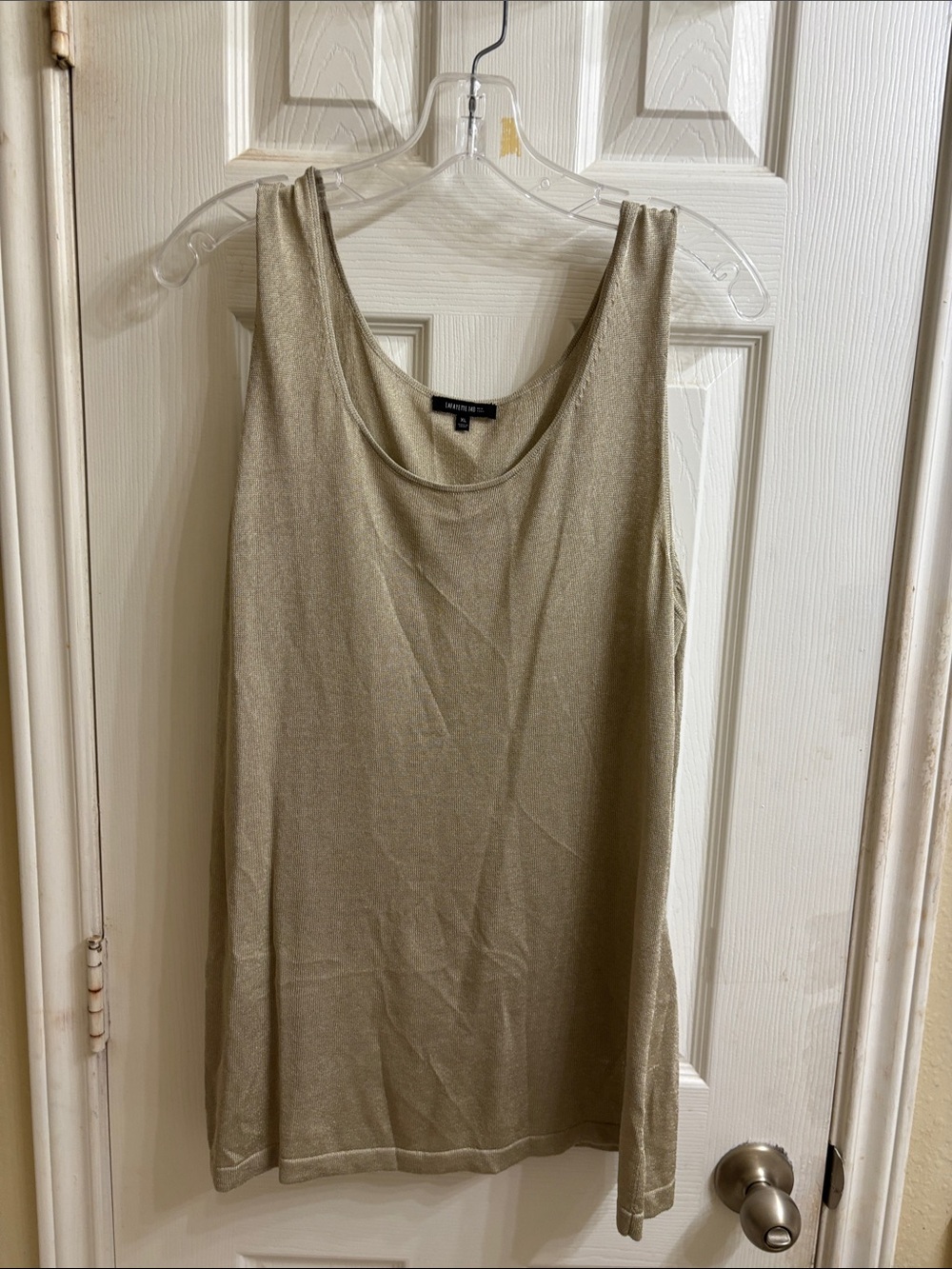 Lafayette 148 New York Metallic Gold shimmer tank Knit Top. EUC